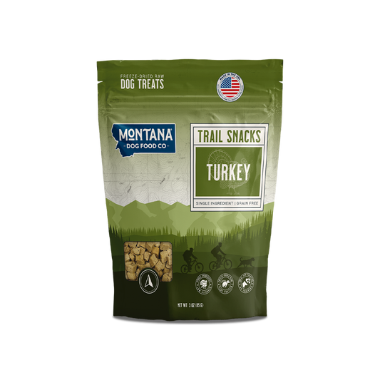 Montana Dog Food Co freeze-dried turkey liver dog treats 3oz single-ingredient trail snacks