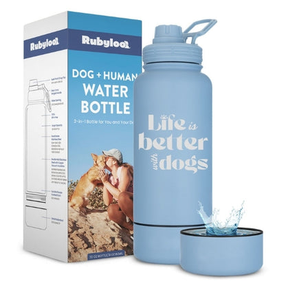 Rubyloo dog and human water bottle – Life Is Better with a dog design