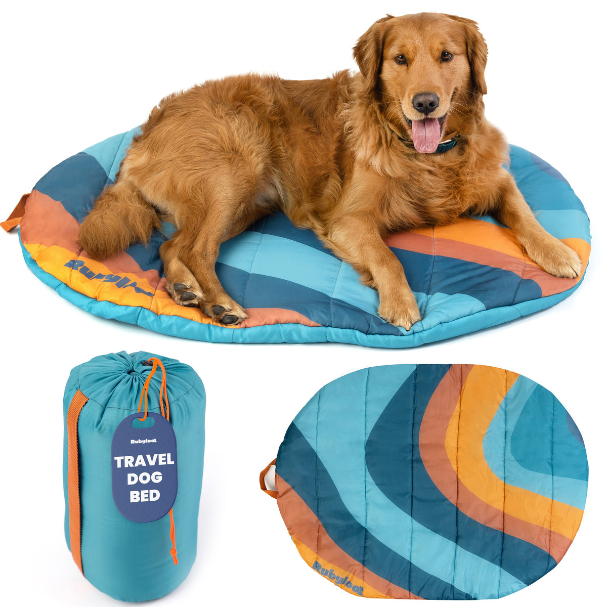 Rubyloo foldable travel dog bed – packable outdoor dog bed for camping and road trips