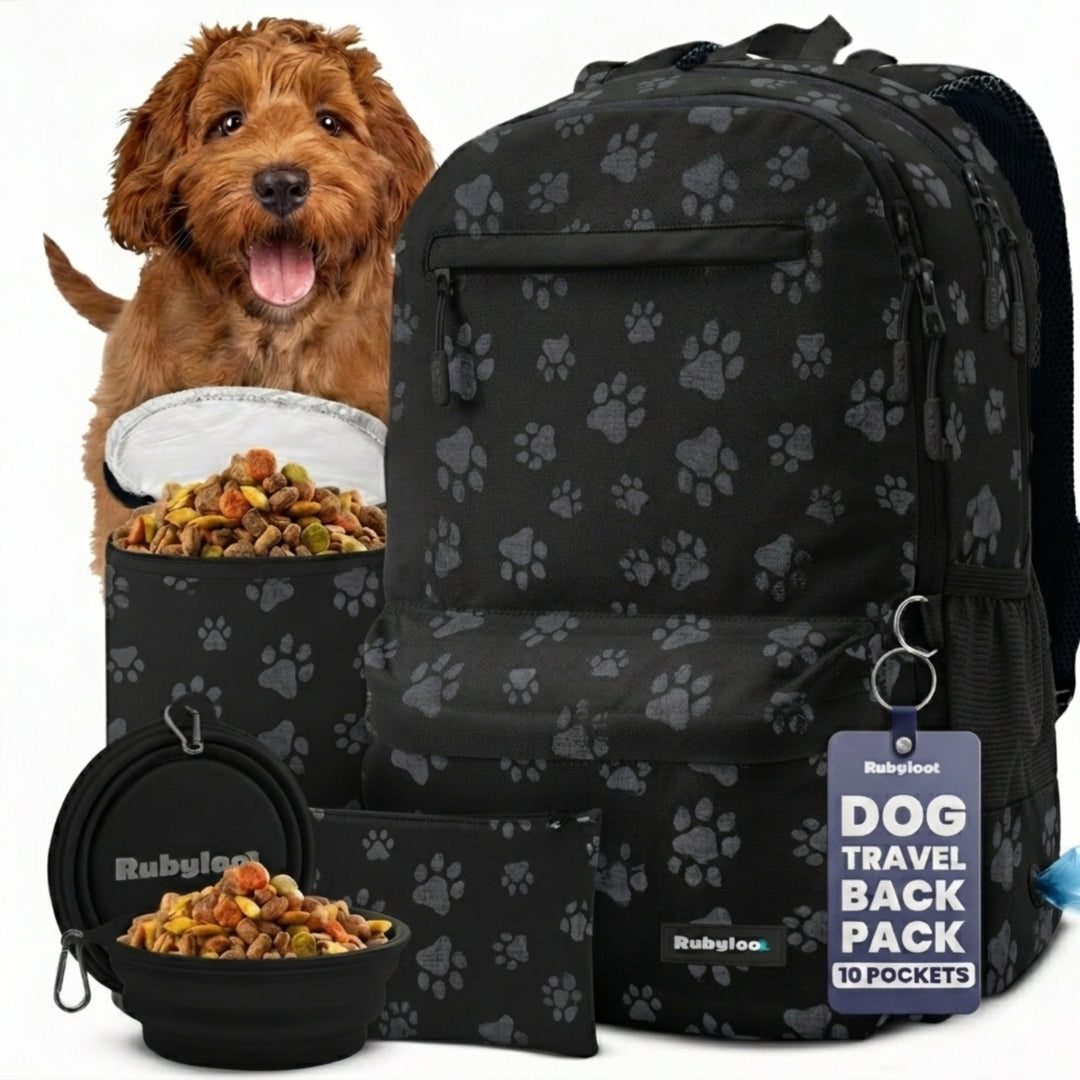 The Original Doggy Bag Backpack – 10 Pockets, 6-Piece Kit, TSA Approved | Rubyloo
