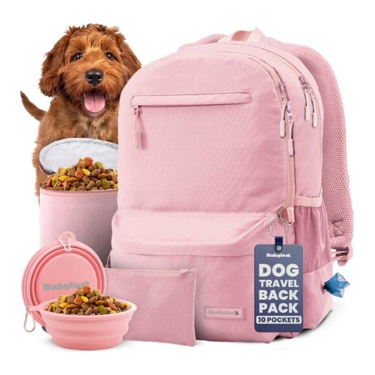 Rubyloo Doggy Bag Backpack for dog supplies – main product shot in Pink