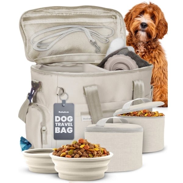 The Original Doggy Bag dog travel supply bag – main product shot in Beige by Rubyloo