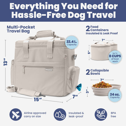 Original Doggy Bag dimensions and capacity – 25L, 15x13x7 inches dog travel bag