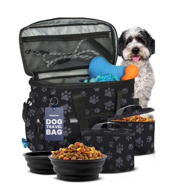 The Original Doggy Bag travel organizer in paw print pattern – main product shot