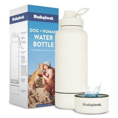 Dog + Human Water Bottle with Detachable Dog Bowl – Hiking & Travel | Rubyloo