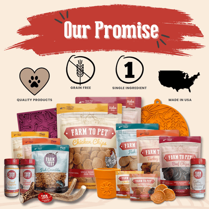 Farm to Pet Our Promise – Turkey and Chicken Chip Dog Treat Duo 12oz USA-Made Single Ingredient