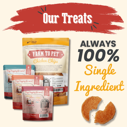 Back of Farm To Pet puppy packs chicken dog treats all-natural single-ingredient label