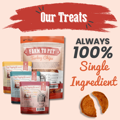 Back of Farm To Pet puppy packs turkey dog treats all-natural single-ingredient label