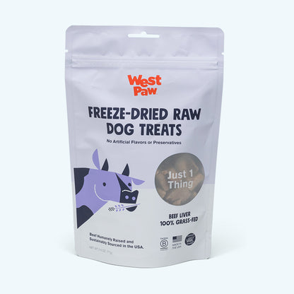 Front of the West Paw Beef Liver freeze dried single-ingredient dog treat bag