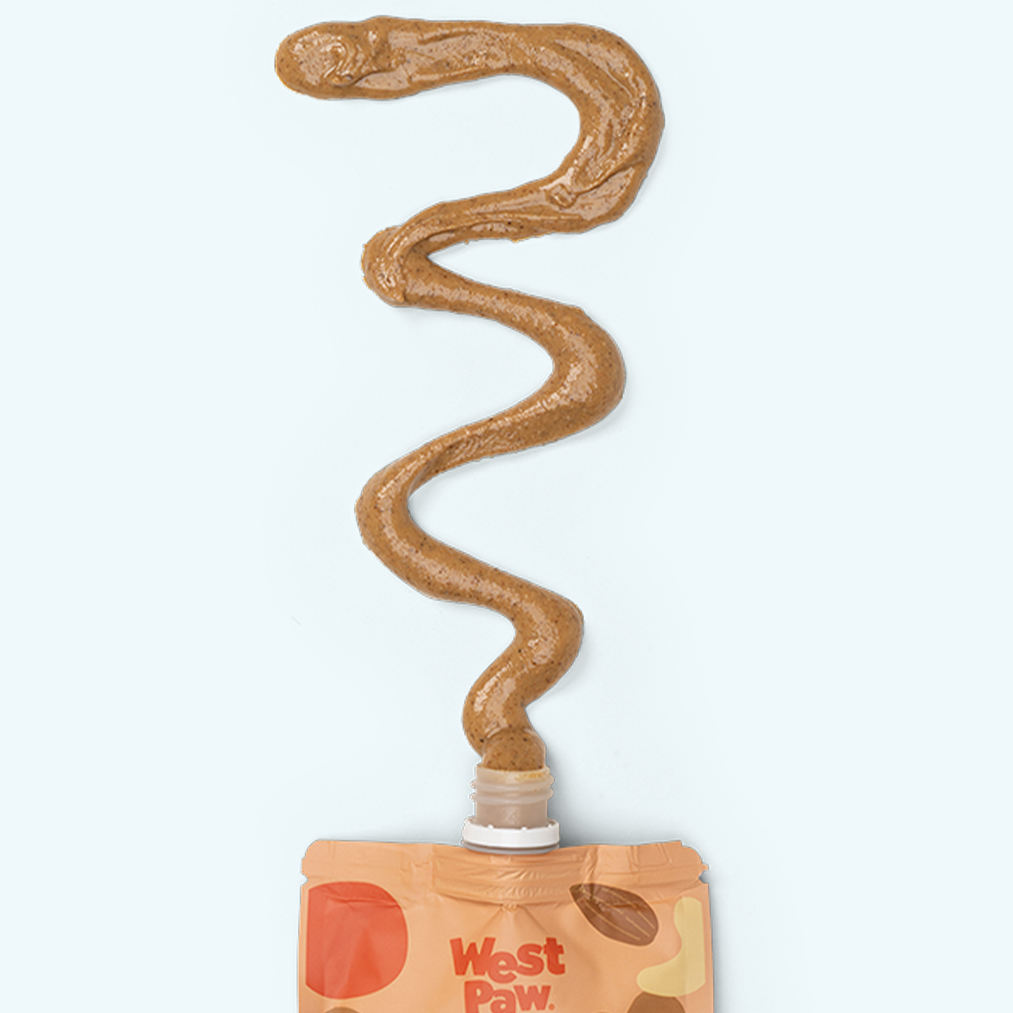 Back of the West Paw Nut Butter, Sweet Potato, and Chia Seed pouch showing ingredients and feeding directions