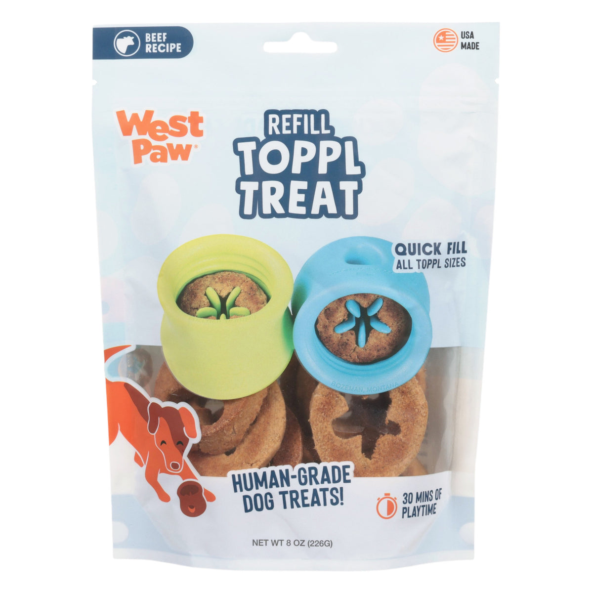 Front of the West Paw Toppl Fill and Fit Treat package