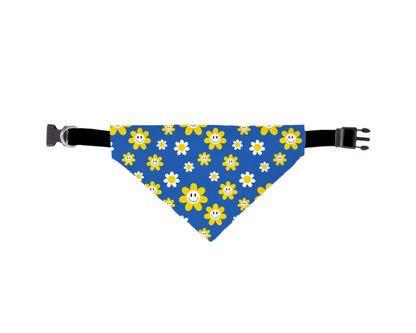 Blue Daisy Slip-On Dog Bandana